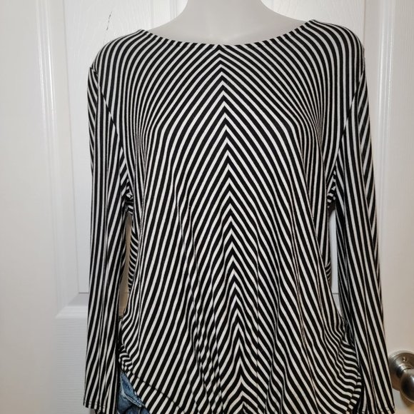 Pebble and Stone Black Long Sleeve Striped Shirt Size M - Picture 7 of 7